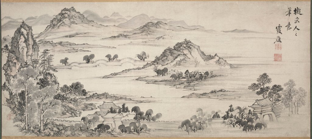 Detail of View of West Lake, 1700s by Ike Taiga