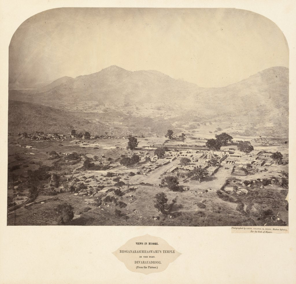 Detail of Views in Mysore: Bhoganarasimhaswami's temple, in the fort, Devarayadroog…, 1862-1865 by Lieutenant Colonel Henry Dixon