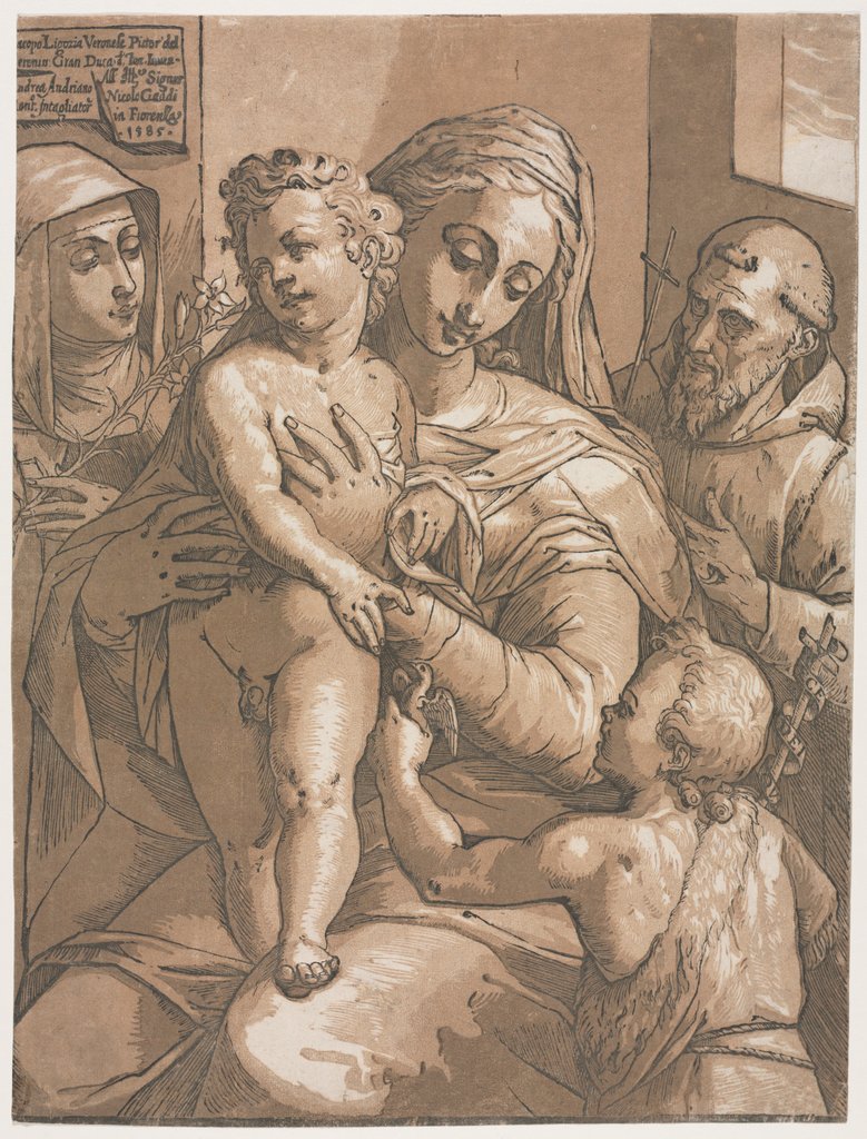 Detail of Virgin and Child with St. John, St. Catherine of Siena and St. Francis, 1585 by Andrea Andreani