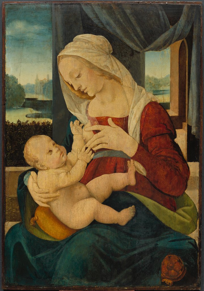 Detail of Virgin and Child, 1400s by Lorenzo di Credi (follower of)