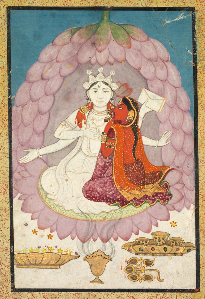 Detail of Vishnu and Lakshmi Seated on a Lotus Blossom, early 1800s by Unknown