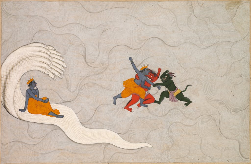 Detail of Vishnu Battles Madhu and Kaitabha, from a Markandeya Purana, c. 1760 by Unknown