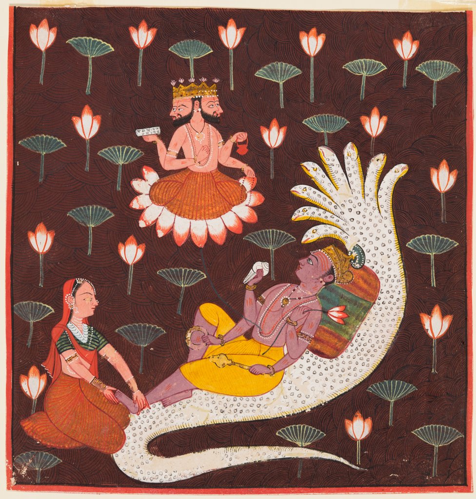 Detail of Vishnu on Ananta, the Endless Serpent, c. 1700 by Unknown