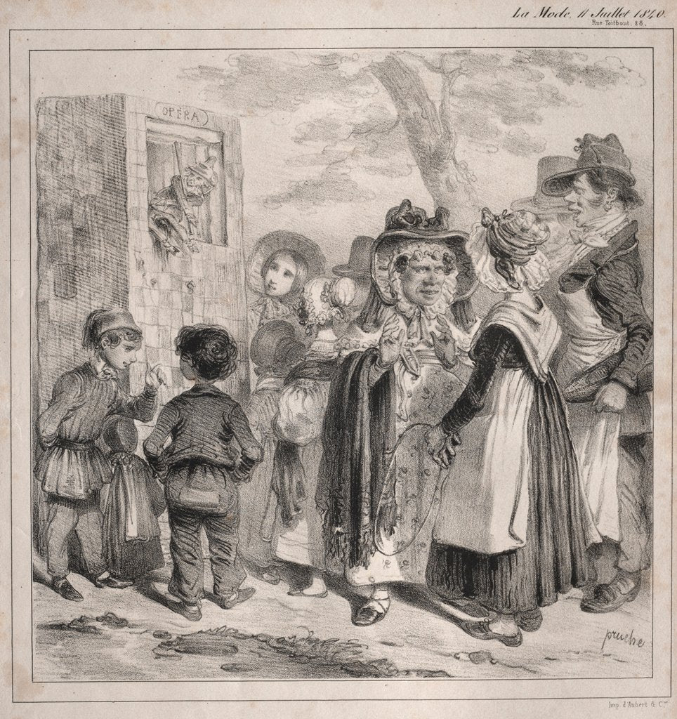 Detail of Voyez-vous ma Chère! cest la police qui fait jouer ces polichinels là, pour détourner…, 1840 by Clémente Pruche