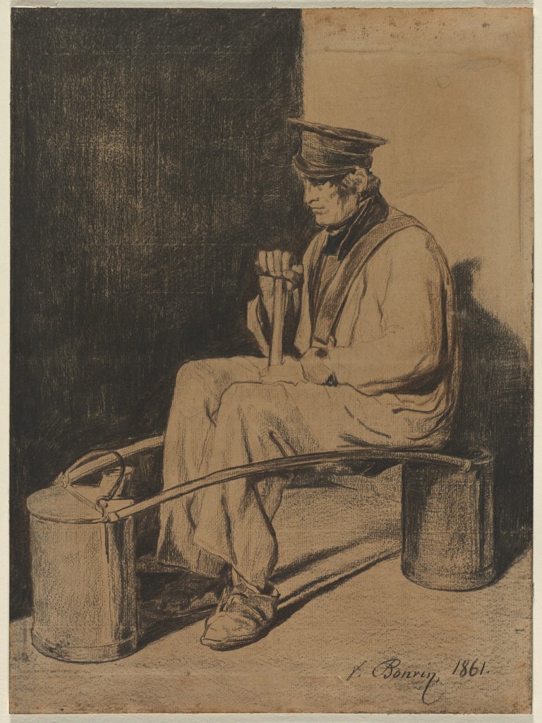 Detail of Water Carrier Seated on His Yoke, 1861 by François Bonvin