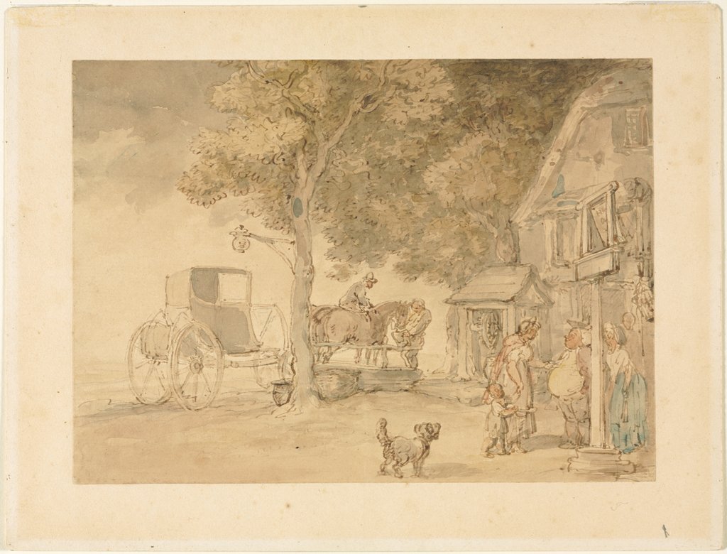 Detail of Watering Horses by Thomas Rowlandson