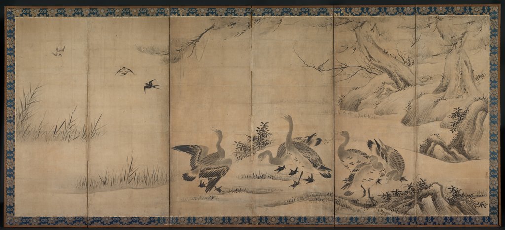 Detail of Wild Geese, late 1500s-early 1600s by Kano Sanraku