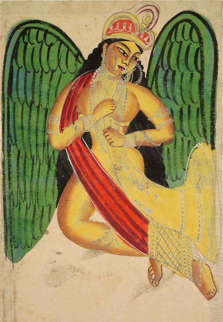 Detail of Winged Apsara with a Horn, 1800s by Unknown