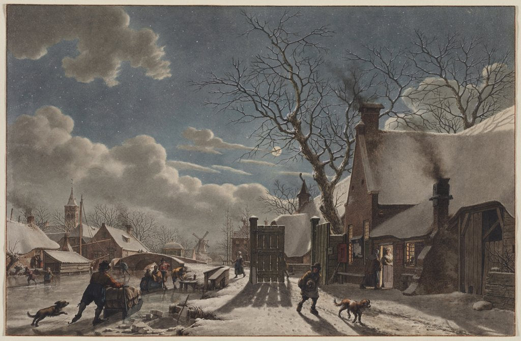 Detail of Winter Night in a Dutch Town, 1797 by Jacob Cats