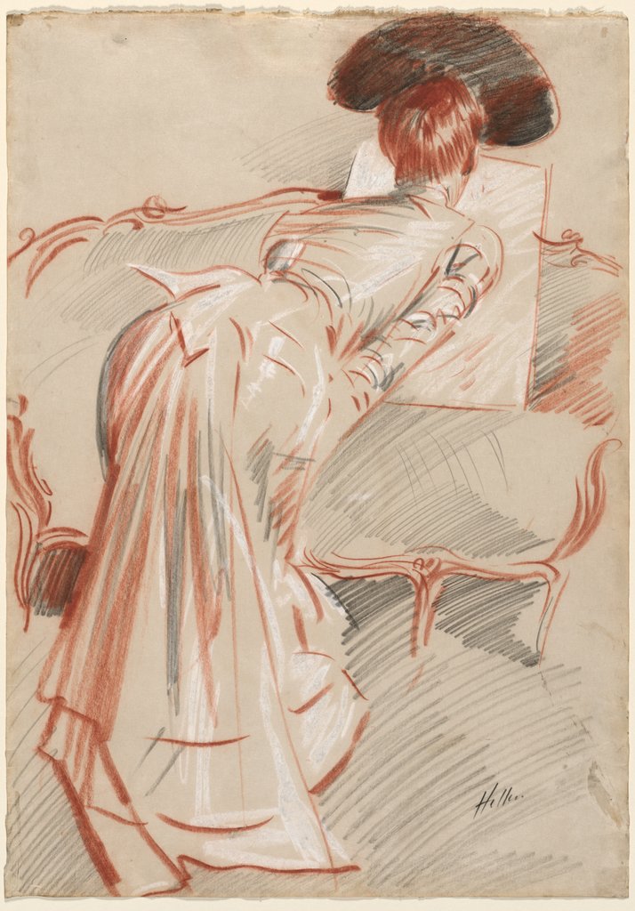 Detail of Woman Looking at a Drawing, c. 1895 by Paul César Helleu