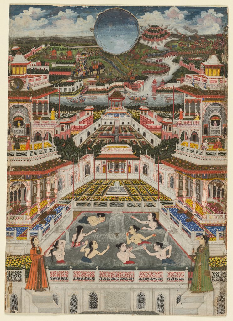 Detail of Women bathing before an architectural panorama, c. 1765 by Fayzullah