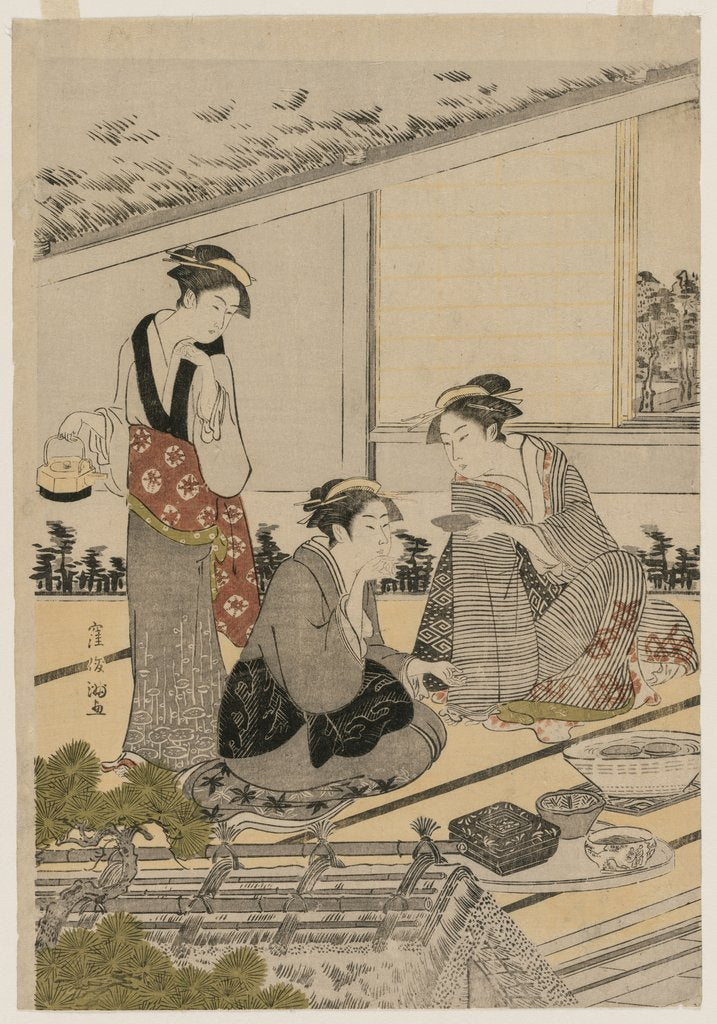 Detail of Women in a Tea House, late 1780s by Kubo Shunman