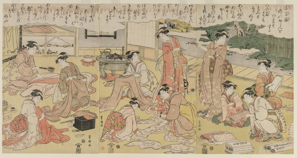 Detail of Women Making Clothing, early 1790s by Utagawa Toyokuni
