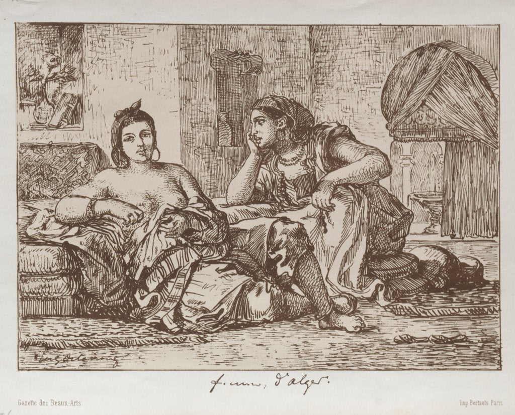Detail of Women of Algiers, 1833 by Eugène Delacroix; Bertauts