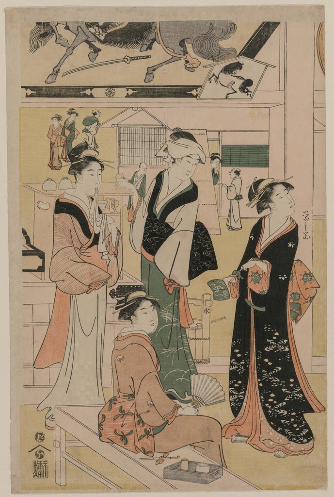 Detail of Women Visiting a Tea Stall on the Precincts of a Temple, early 1790s by Ch?bunsai Eishi