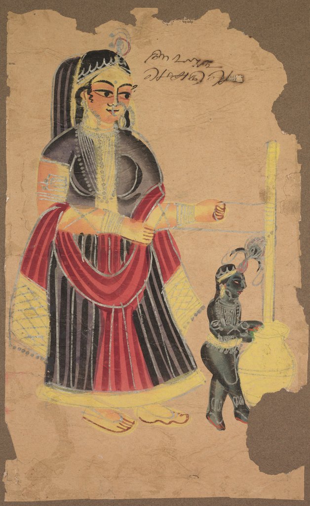 Detail of Yasoda and Krishna, 1800s by Unknown