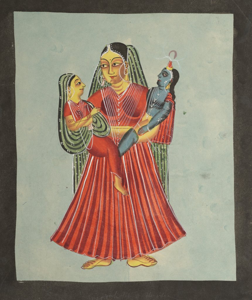 Detail of Yasoda Holding Krishna and Radha, 1800s by Unknown
