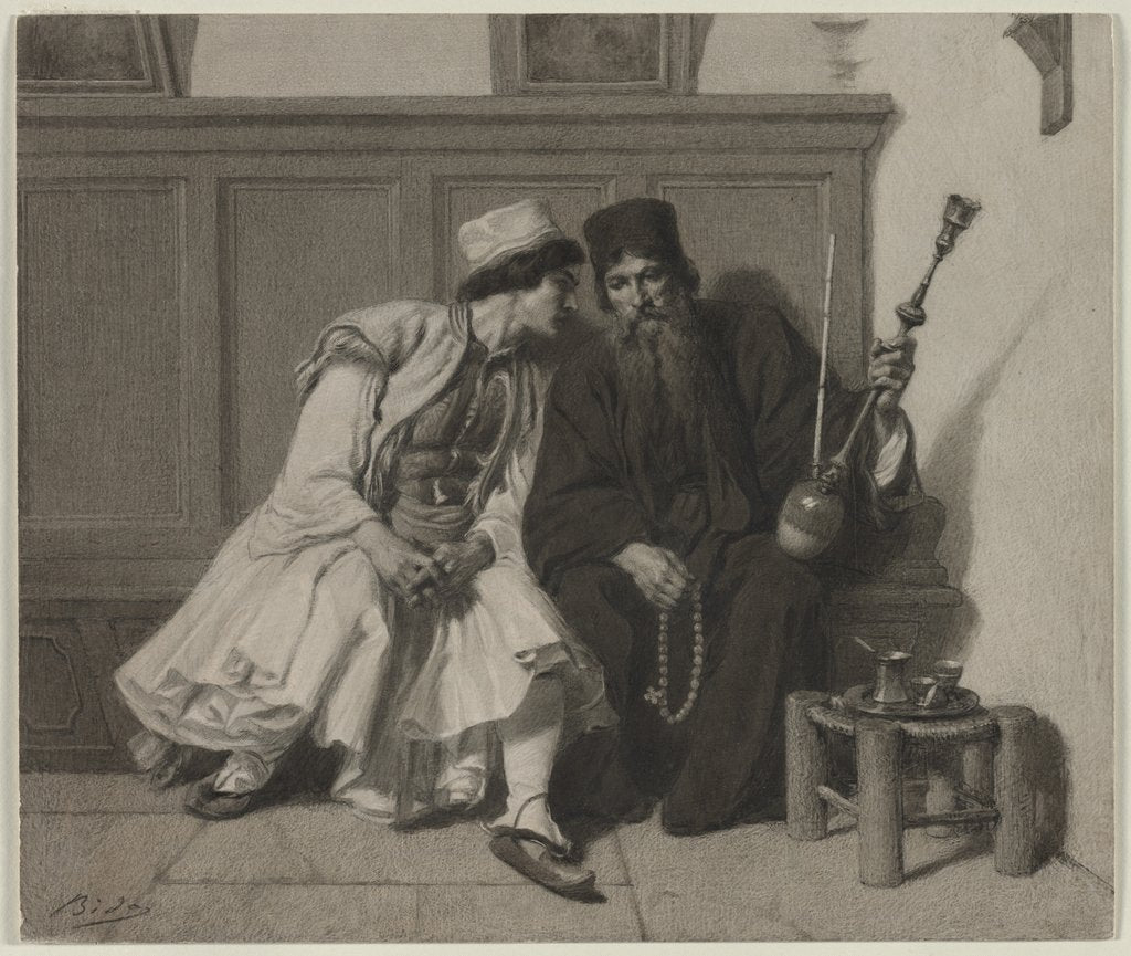 Detail of Young Greek Man in Conversation with a Priest, second half 19th century by Alexandre Bida