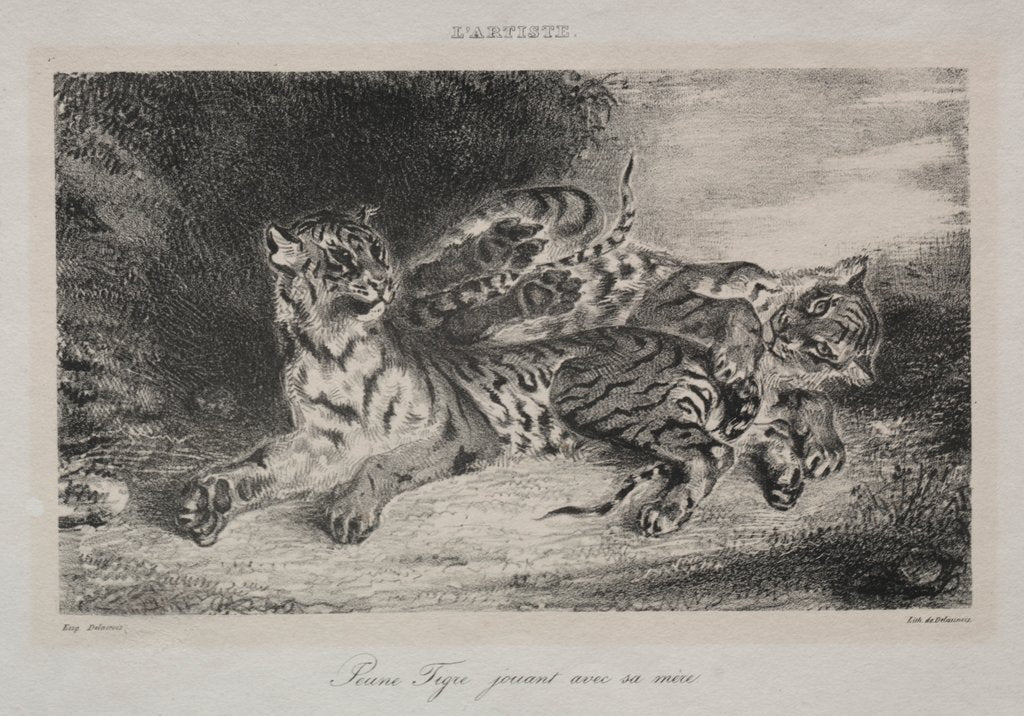 Detail of Young Tiger Playing with its Mother, 1831 by Eugène Delacroix