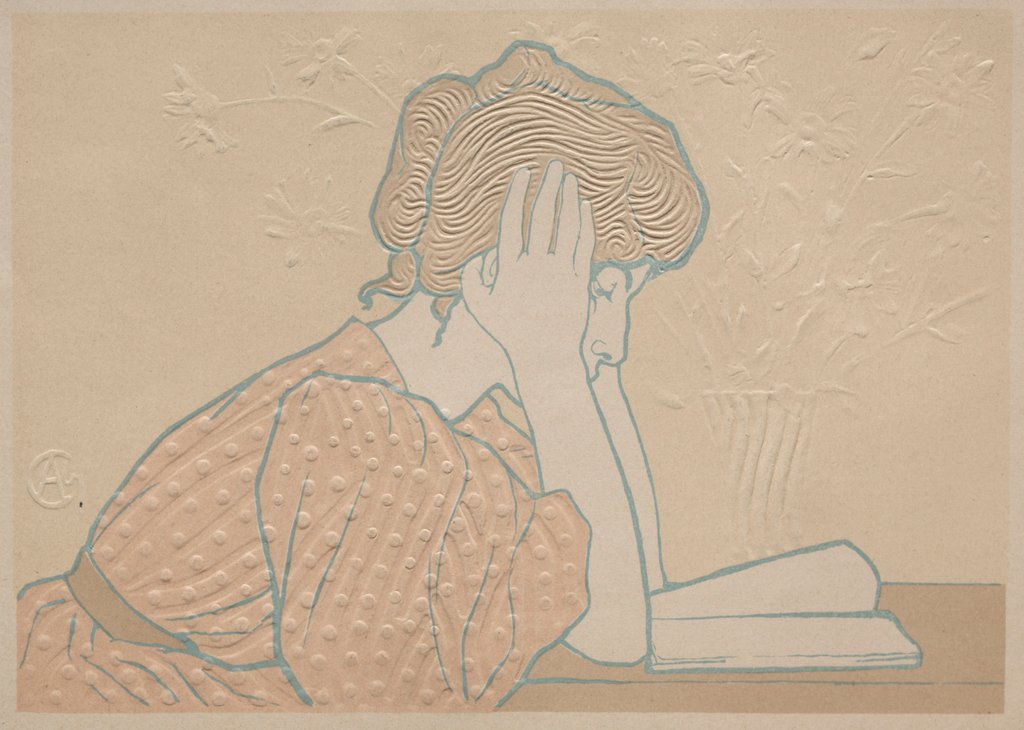 Detail of Young Woman Reading, 1896 by Alexandre-Louis-Marie Charpentier