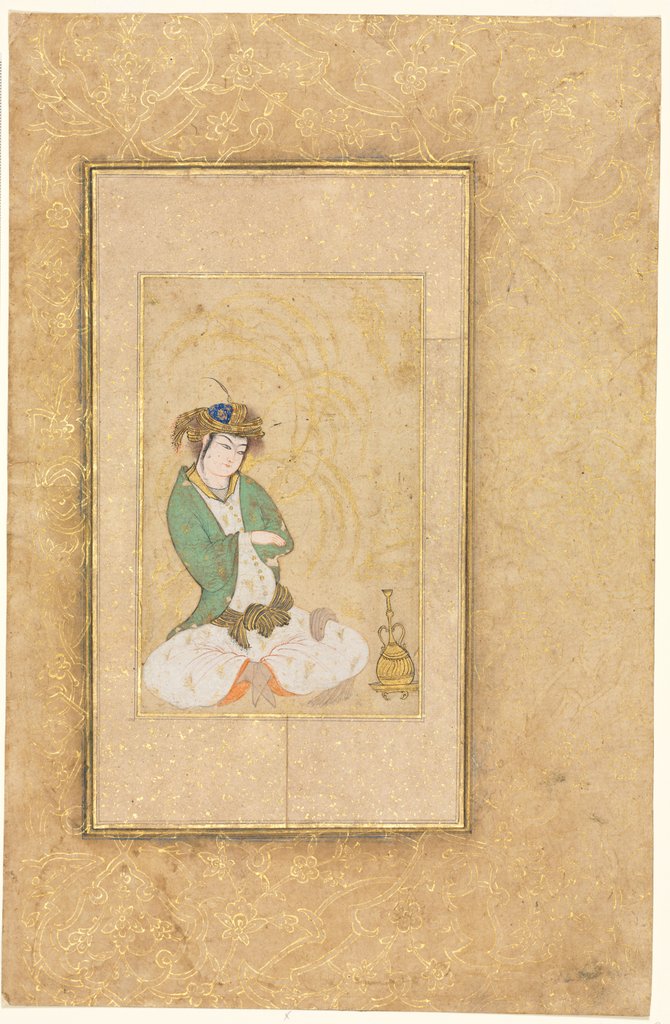 Detail of Youth Seated by a Willow; Single Page Illustration, c. 1600-1650 by Muhammad Yusuf (style of)