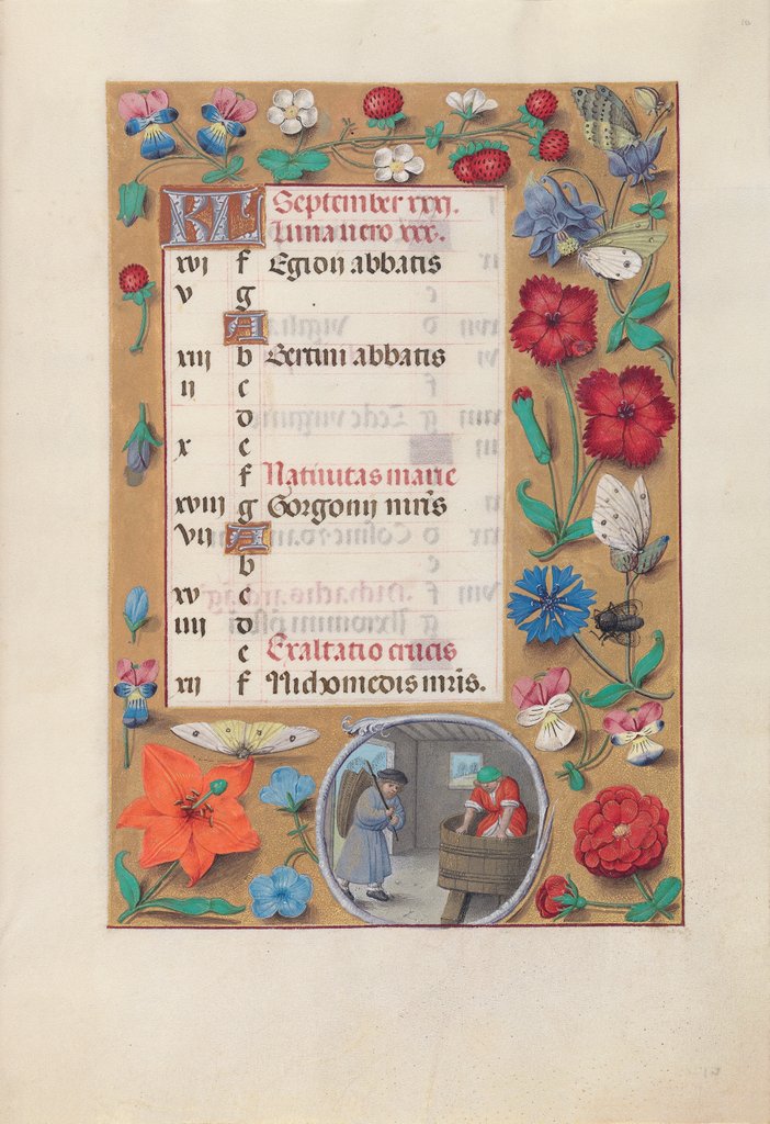 Detail of Hours of Queen Isabella the Catholic, Queen of Spain: Fol. 10r, September, c. 1500 by Master of the First Prayerbook of Maximillian