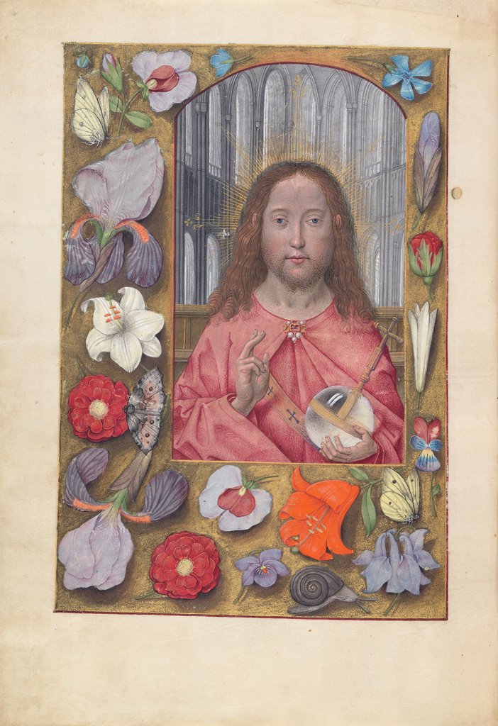 Detail of Hours of Queen Isabella the Catholic, Queen of Spain: Fol. 14v, Salvator Mundi, c. 1500 by Master of the First Prayerbook of Maximillian