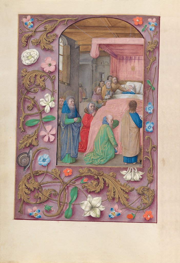 Detail of Hours of Queen Isabella the Catholic, Queen of Spain: Fol. 154v, Death of the Virgin, c. 1500 by Master of the First Prayerbook of Maximillian