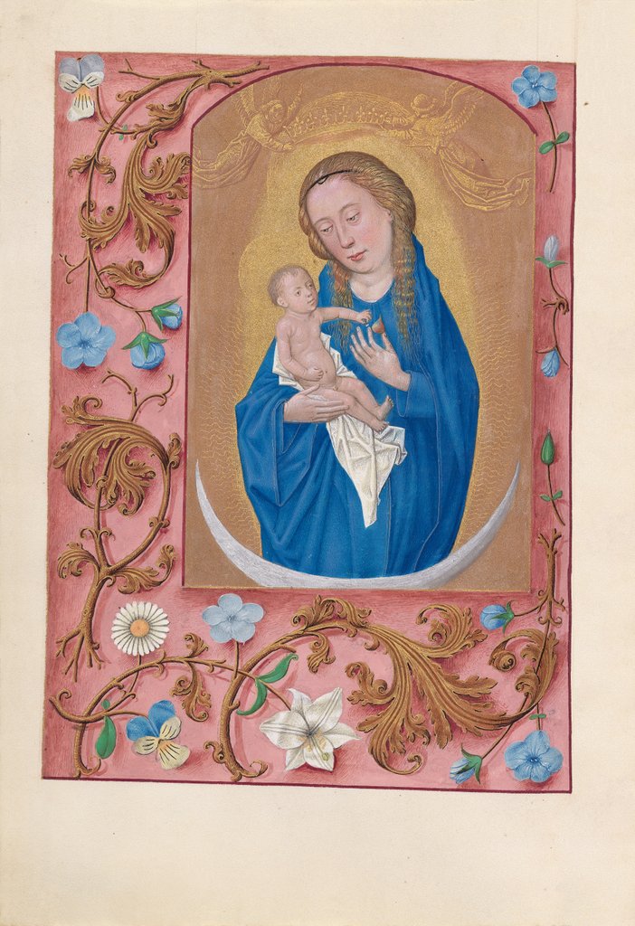 Detail of Hours of Queen Isabella the Catholic, Queen of Spain: Fol. 159v, Woman Clothed in the Sun, c1500 by Master of the First Prayerbook of Maximillian