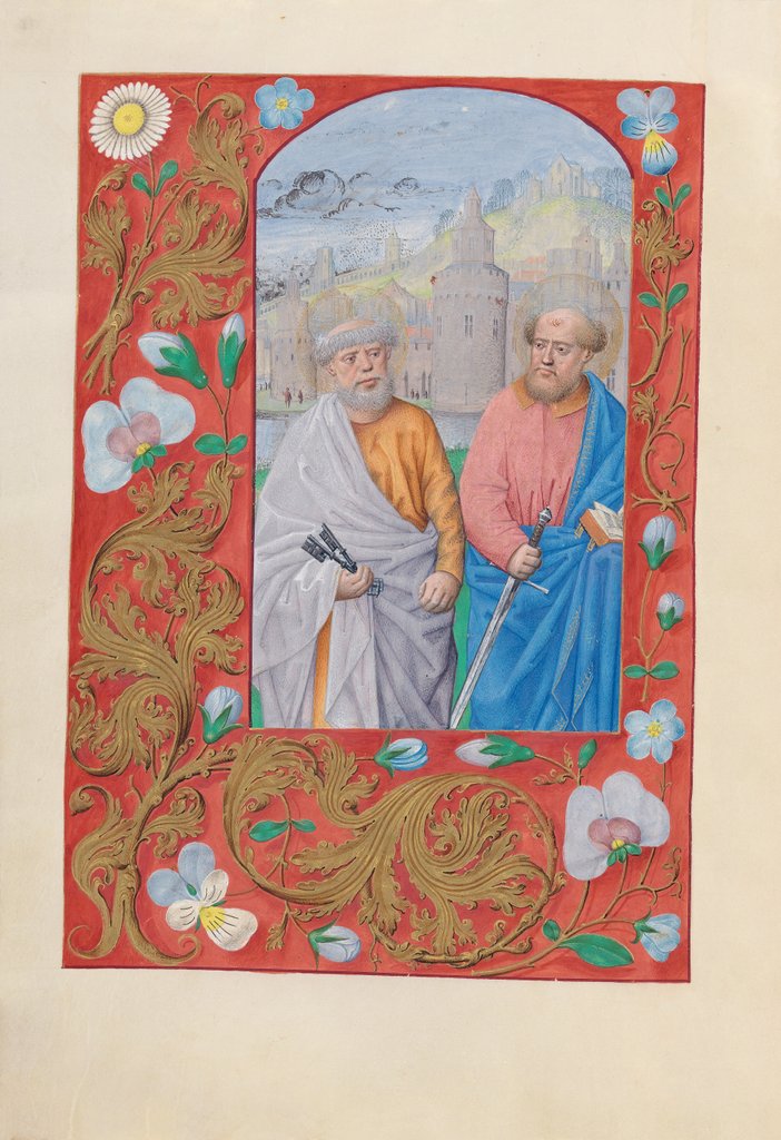 Detail of Hours of Queen Isabella the Catholic, Queen of Spain: Fol. 173v, Saints Peter & Paul, c. 1500 by Master of the First Prayerbook of Maximillian