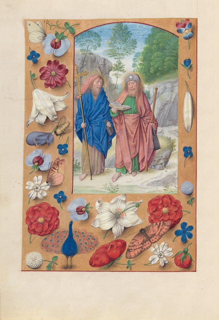 Detail of Hours of Queen Isabella the Catholic, Queen of Spain: Fol. 175v, Saints Philip & James, c. 1500 by Master of the First Prayerbook of Maximillian