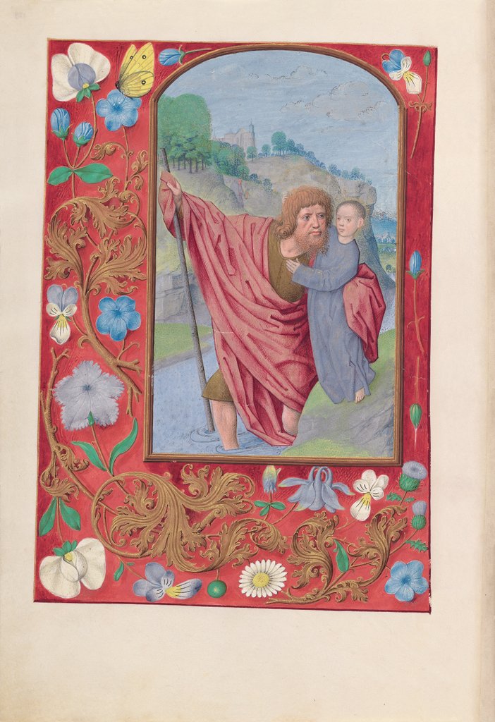 Detail of Hours of Queen Isabella the Catholic, Queen of Spain: Fol. 179v, St. Christopher, c. 1500 by Master of the First Prayerbook of Maximillian