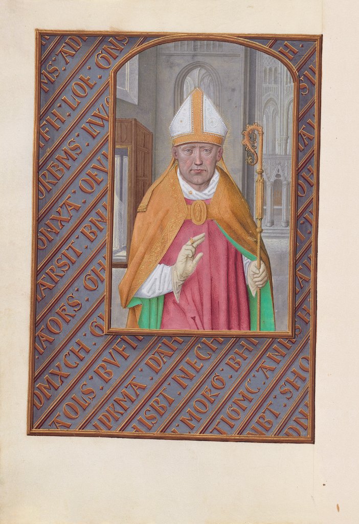 Detail of Hours of Queen Isabella the Catholic, Queen of Spain: Fol. 183v, St. Nicholas, c. 1500 by Master of the First Prayerbook of Maximillian