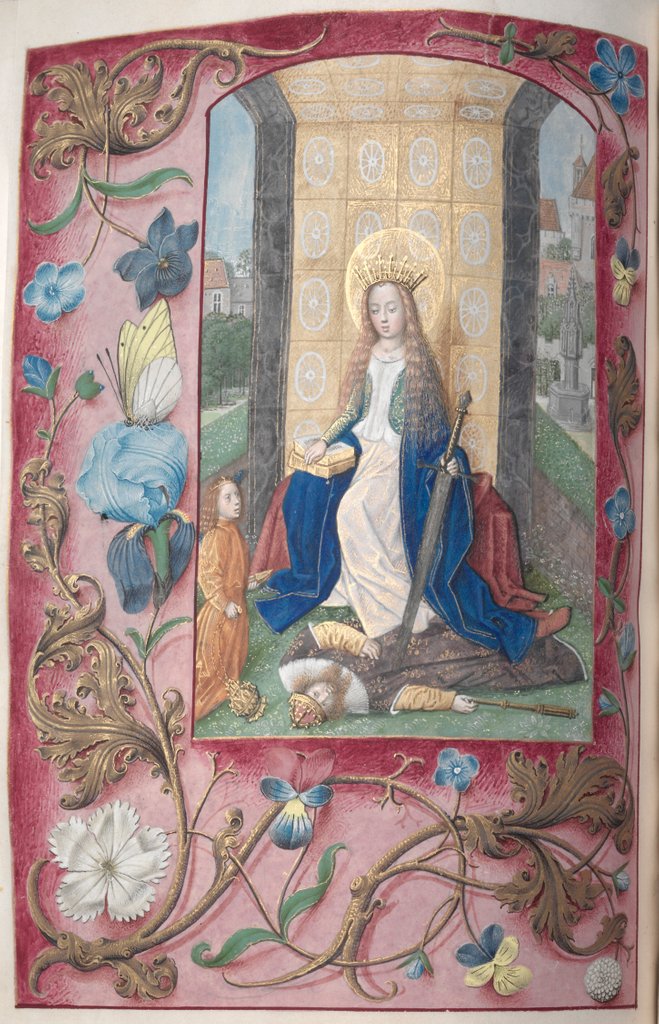 Detail of Hours of Queen Isabella the Catholic, Queen of Spain: Fol. 189v, St. Catherine, c. 1500 by Master of the First Prayerbook of Maximillian