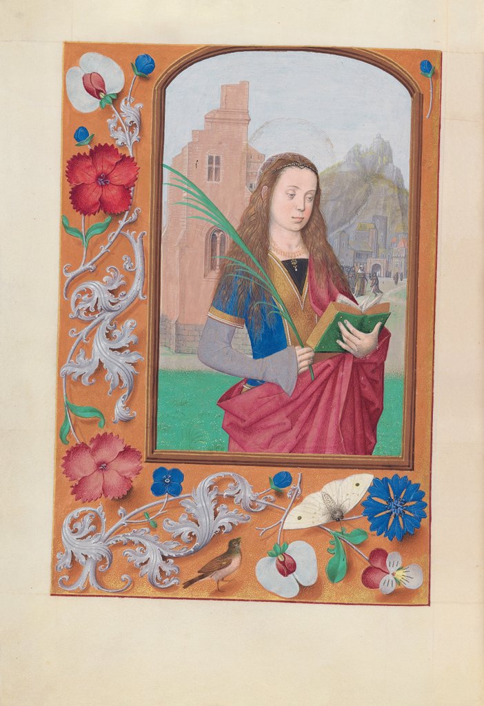 Hours of Queen Isabella the Catholic, Queen of Spain: Fol. 191v, St. Barbara, c. 1500 by Master of the First Prayerbook of Maximillian