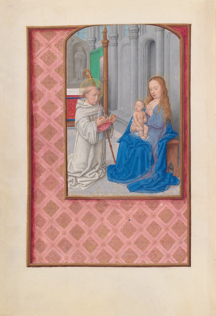 Detail of Hours of Queen Isabella the Catholic, Queen of Spain: Fol. 267v, Vision of St. Bernard, c. 1500 by Master of the First Prayerbook of Maximillian