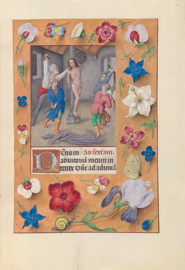 Detail of Hours of Queen Isabella the Catholic, Queen of Spain: Fol. 66r, Flagellation, c. 1500 by Master of the First Prayerbook of Maximillian