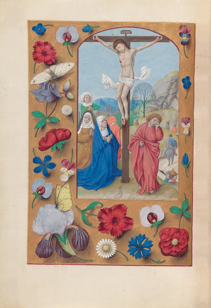 Detail of Hours of Queen Isabella the Catholic, Queen of Spain: Fol. 72v, Crucifixion, c. 1500 by Master of the First Prayerbook of Maximillian