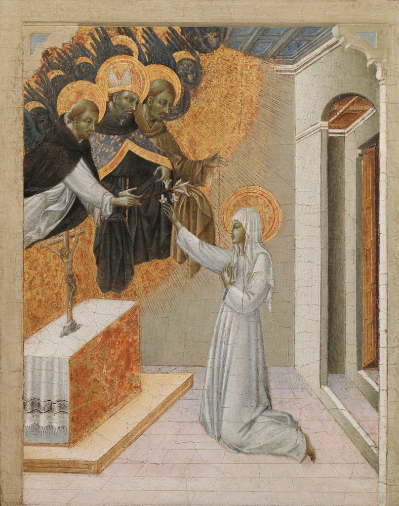 Detail of Predella Panel from an Altarpiece: St. Catherine of Siena Invested with the Dominican Habit, 1460s by Giovanni di Paolo