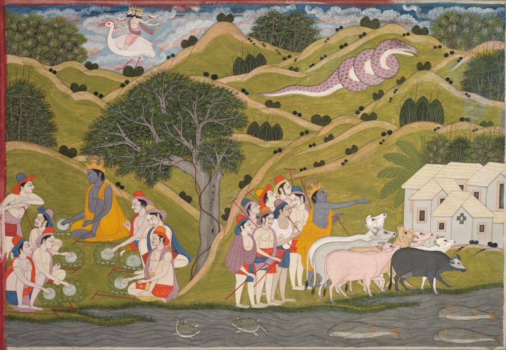 Detail of Krishna Returns with the Cowherds to Braj, from a Bhagavata Purana, c. 1830 by Unknown