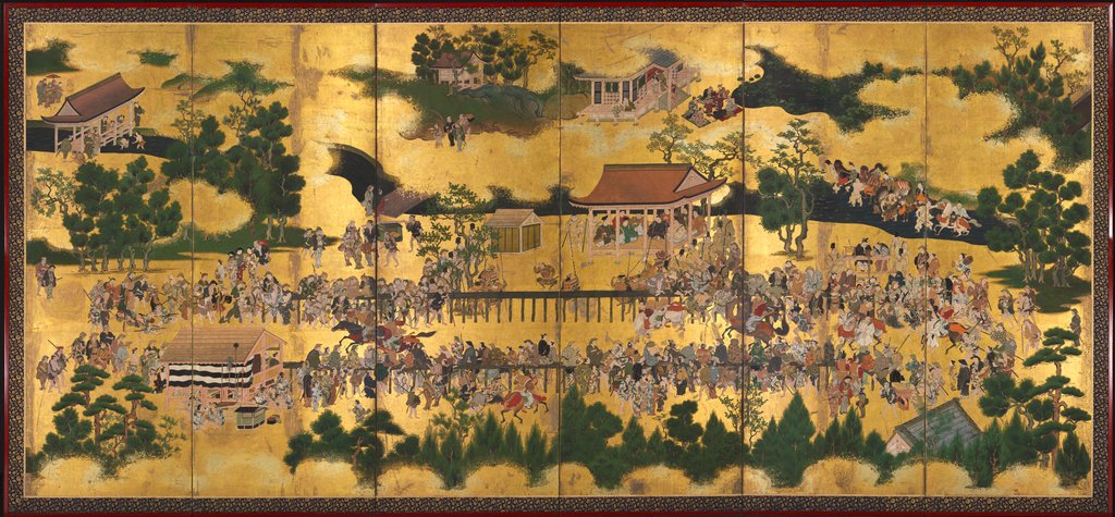 Detail of Horse Race at the Kamo Shrine, 1615-50 by Tosa School