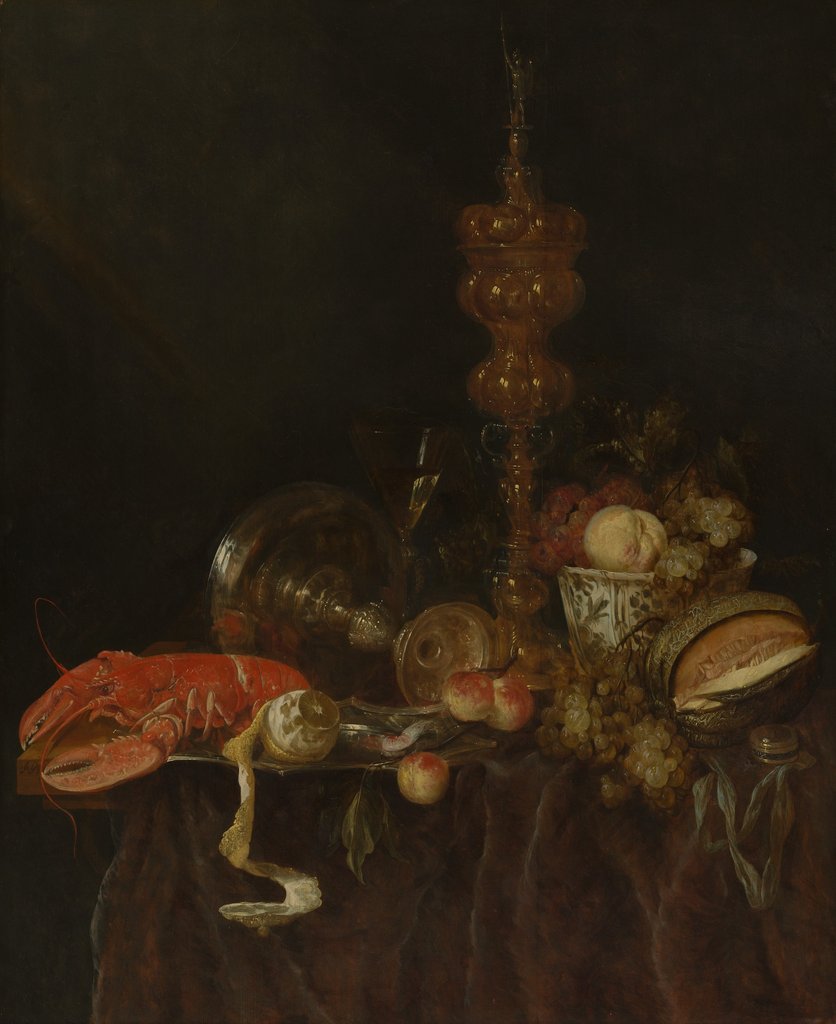 Detail of Still Life with Lobster and Fruit, probably early 1650s by Abraham van Beyeren