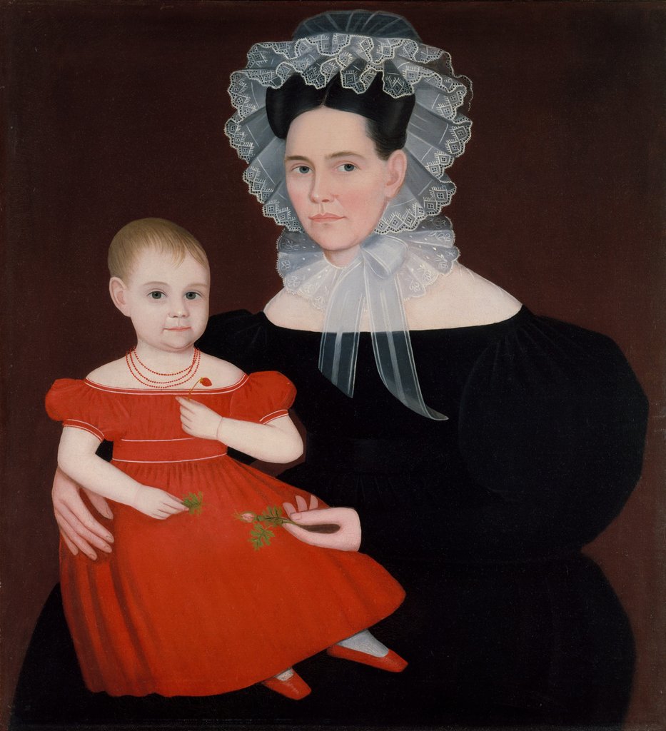 Detail of Mrs. Mayer and Daughter, 1835-40 by Ammi Phillips