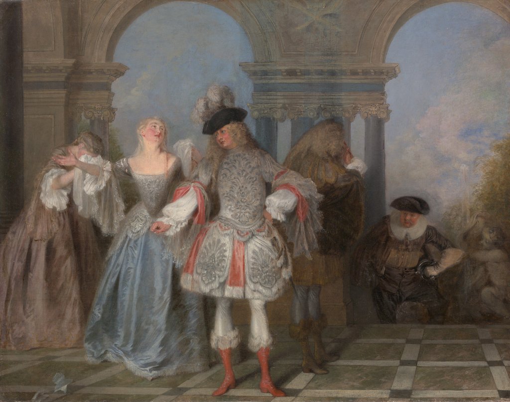 Detail of The French Comedians, ca. 1720 by Jean-Antoine Watteau