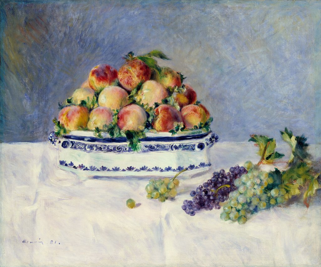 Still Life with Peaches and Grapes, 1881 by Pierre-Auguste Renoir