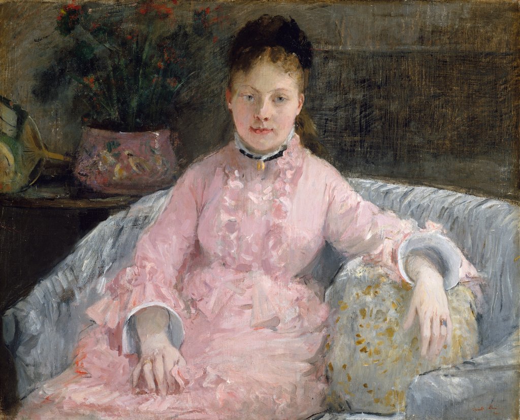 Detail of The Pink Dress, ca. 1870 by Berthe Morisot