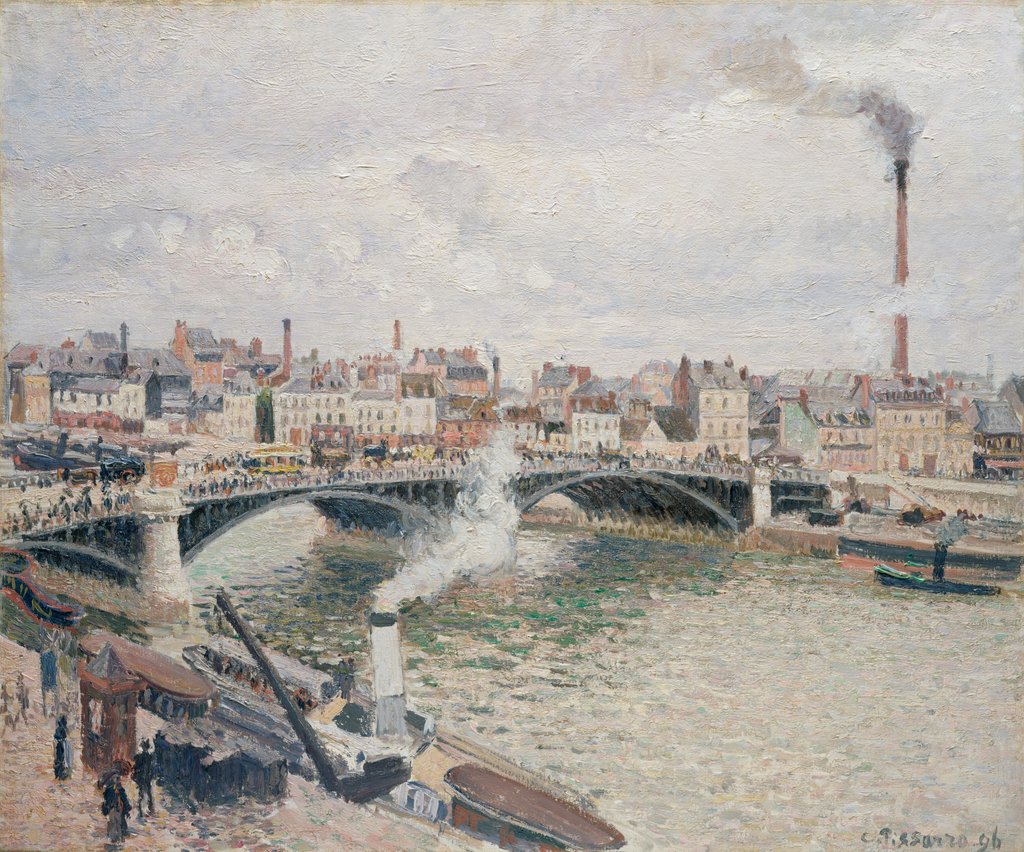 Detail of Morning, An Overcast Day, Rouen, 1896 by Camille Pissarro