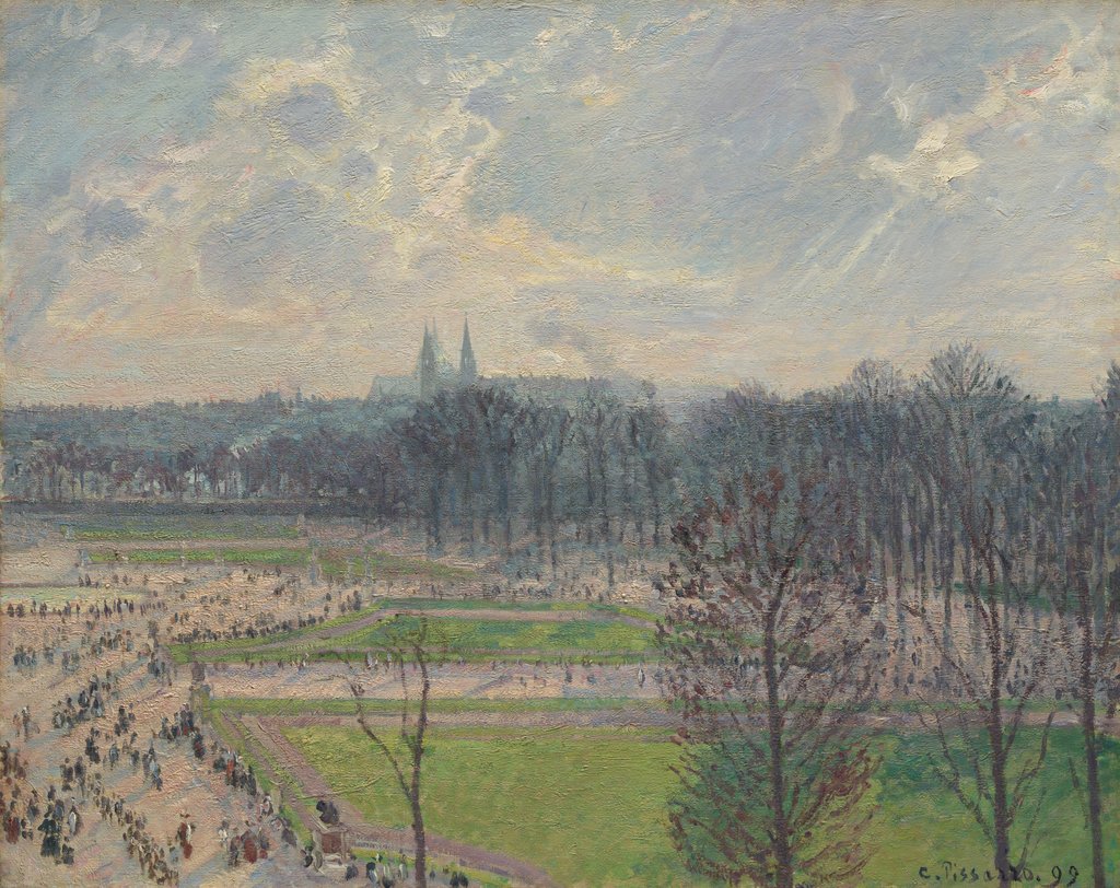 Detail of The Garden of the Tuileries on a Winter Afternoon, 1899 by Camille Pissarro