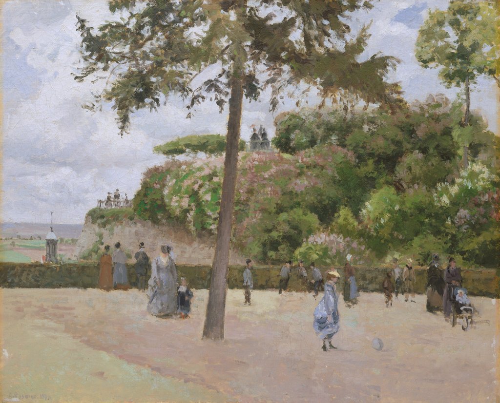 Detail of The Public Garden at Pontoise, 1874 by Camille Pissarro