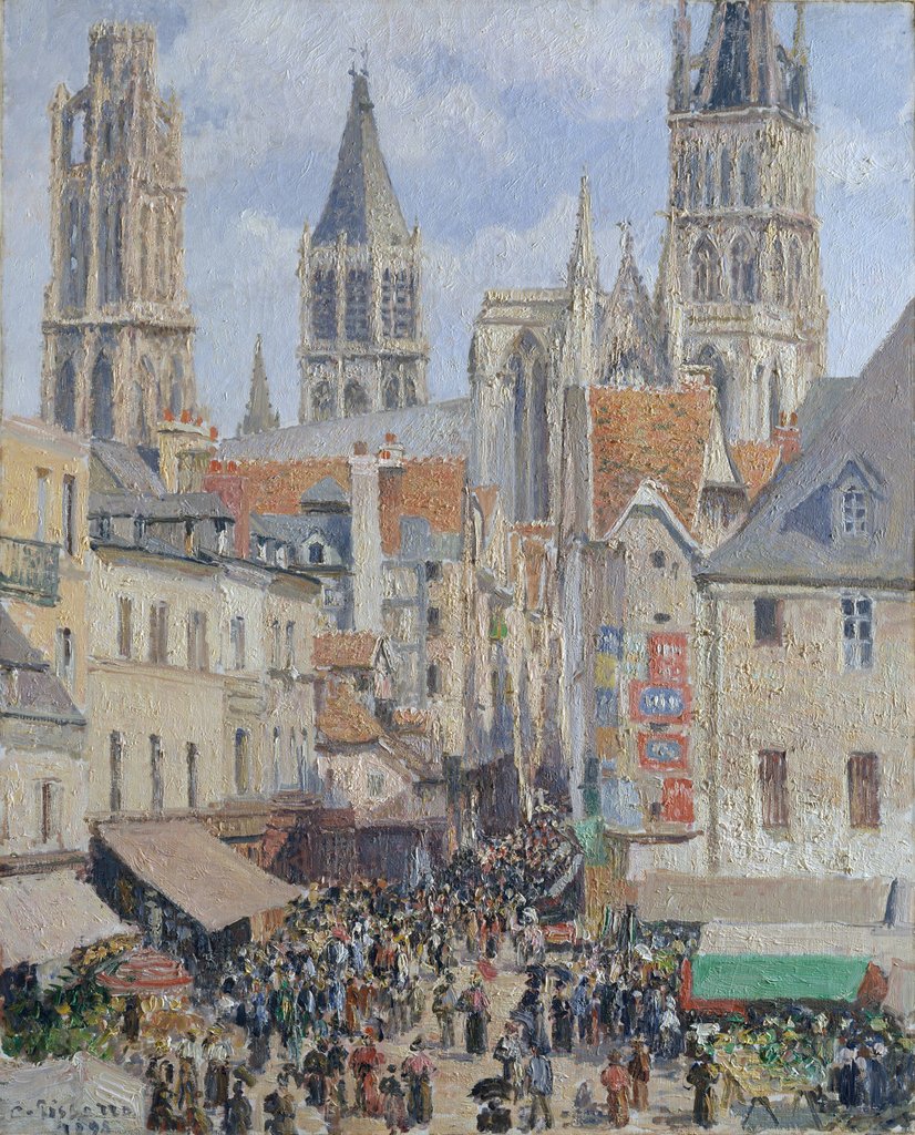 Detail of Rue de l'Épicerie, Rouen, 1898 by Camille Pissarro